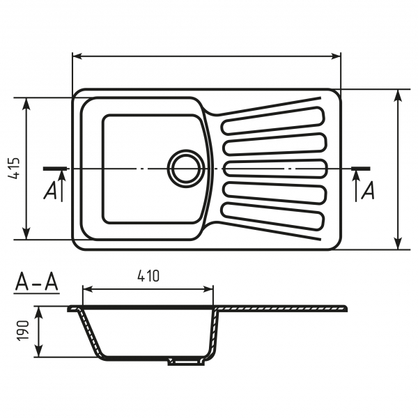 Мойка ML-GM20 с крылом, серая (310), 480*830*190мм