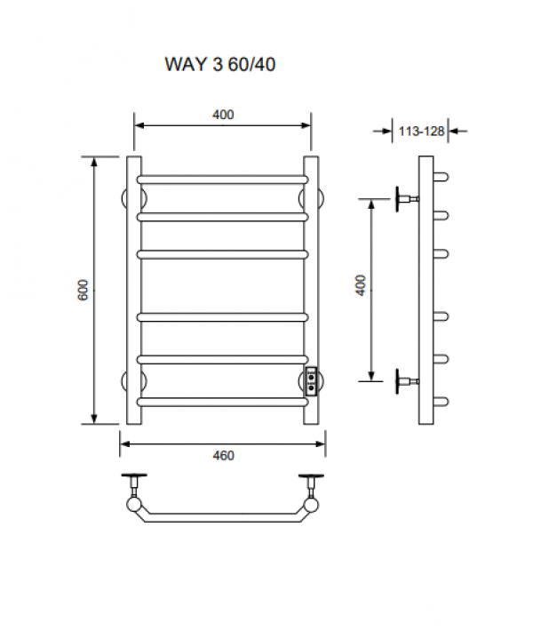 Полотенцесушитель WAY III 60/40 U (RAL9005 mat)