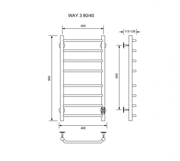 Полотенцесушитель WAY III 80/40 U (RAL9005 mat)