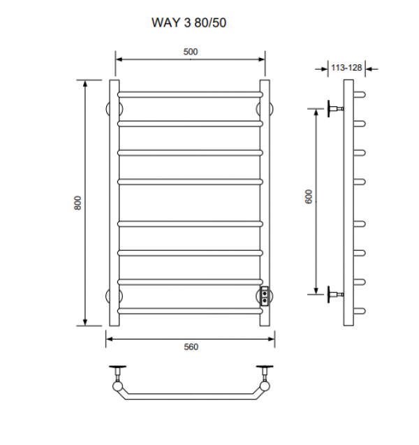 Полотенцесушитель WAY III 80/50 U (RAL9016)