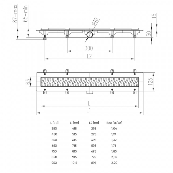 Душевой лоток Veconi Medium N 850