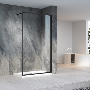 Душевая перегородка Veconi Korato KR-81B, 800x2000, черный, стекло прозрачное Ника