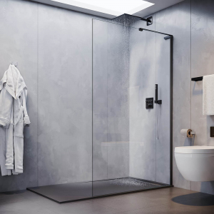 Душевая перегородка Veconi Korato KR-77B, 1200x2000, черный матовый, стекло прозрачное Ника