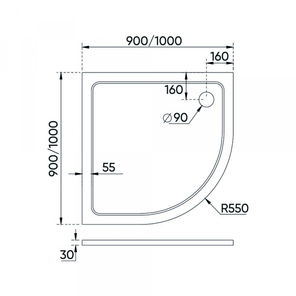 Душевой поддон Veconi Tezeo stone TZ-10, 900x900x30, искусственный камень, белый